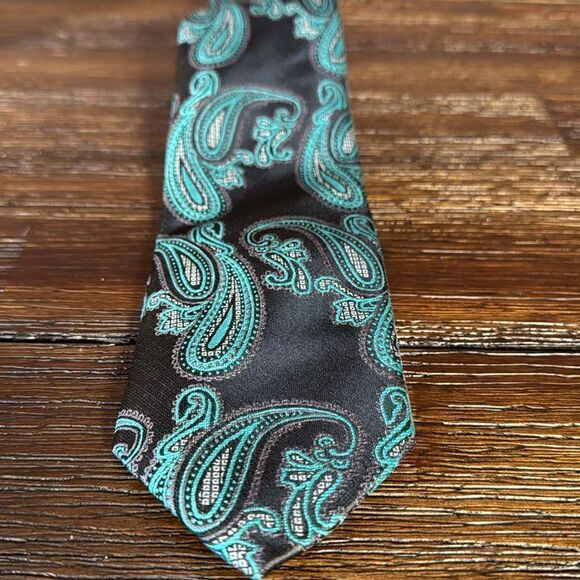 Valerio Garati Black / Teal Paisley Tie - Picture 2 of 5